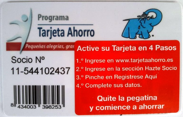 Instrucción para activar la Tarjeta Ahorro del Elefante Azul de Avilés